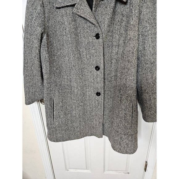 Herman Kay Wool Pea Coat Jacket Gray 3 Button Closure USA VINTAGE 90S 22wp USA - Picture 3 of 12